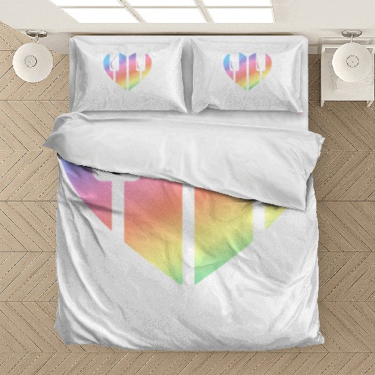 Piano Girl with Rainbow Heart Bedding Sets