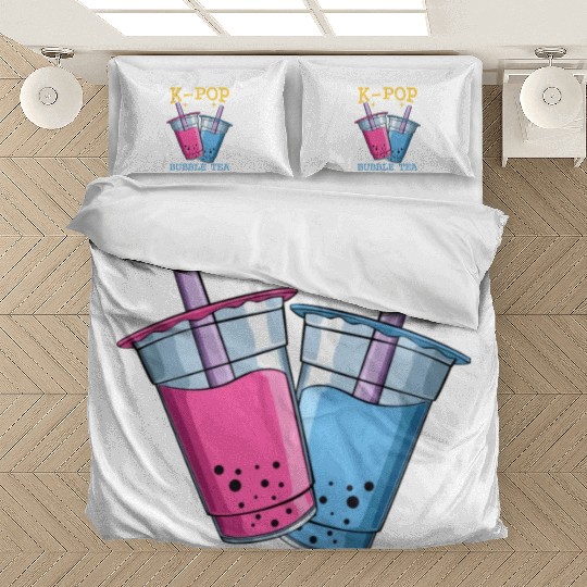 Powered By K Pop And Bubble Tea Kawaii Korean Boba Bedding Sets