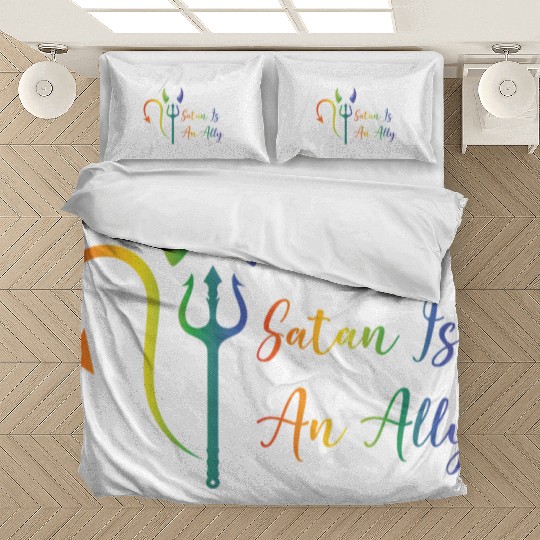 Funny Hail Gay Satan Lgbt Goth Gay Pride Baphomet Bedding Sets
