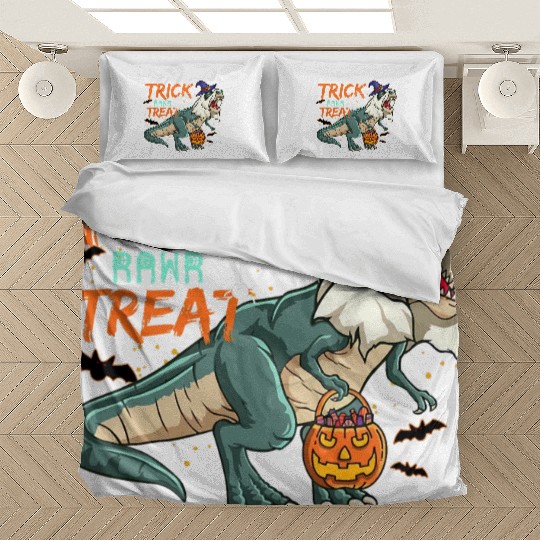 Trick Or Treat Saurus With Pumpkin Halloween Bedding Sets