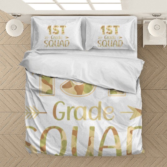 1st Grade Squad Teacher & Student Camo Back To Bedding Sets