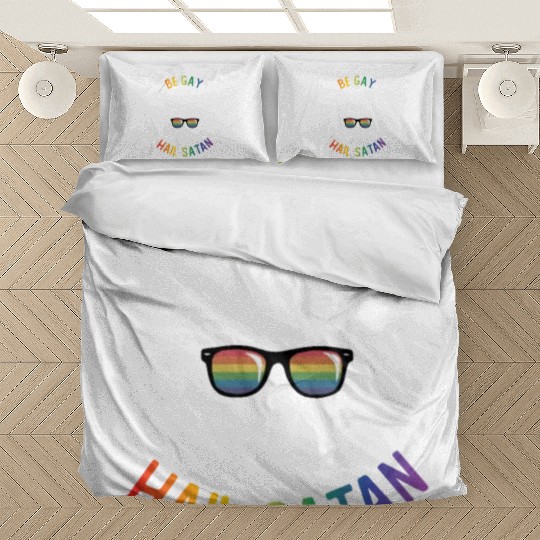 Rainbow Satan Lgbt Goth Gay Pride Baphomet Be Gay Bedding Sets