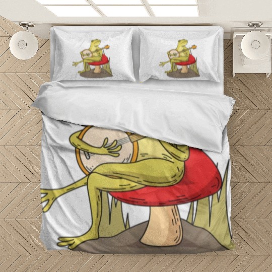 Cottagecore Aesthetic Frog Lover Banjo Player Bedding Sets