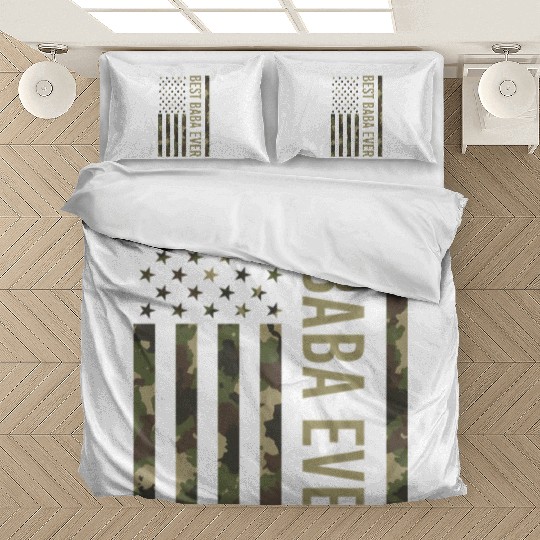 Best Baba Ever Us American Flag Camo For Fathers Bedding Sets