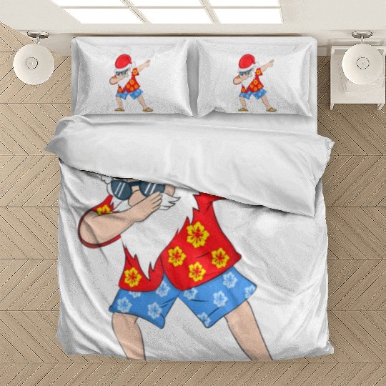 Christmas in July Santa Hawaiian Dabbing Santa Bedding Sets