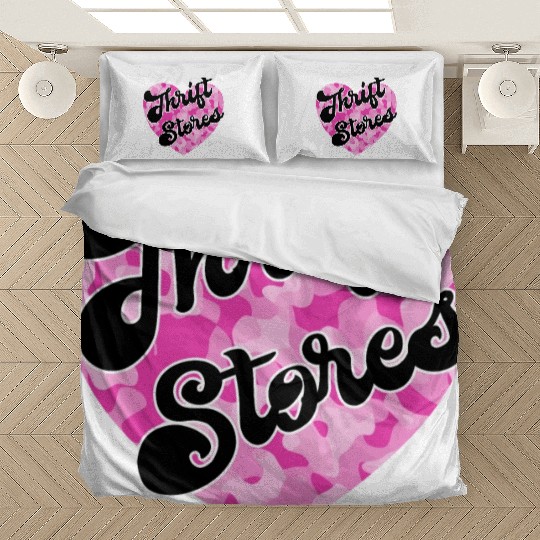 Thrift Stores pink camo heart Bedding Sets
