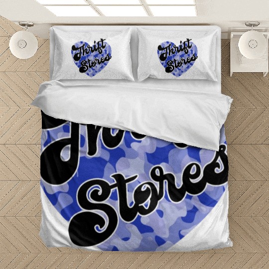 Thrift Stores blue camo heart Bedding Sets
