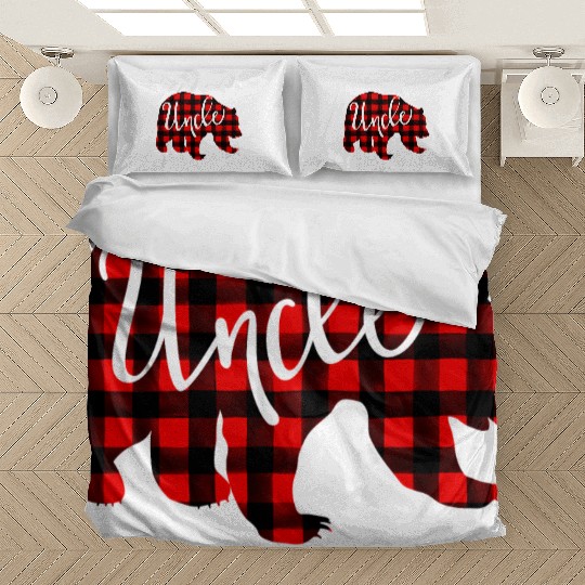 Red Plaid Uncle Bear Family Eve Buffalo Bedding Sets
