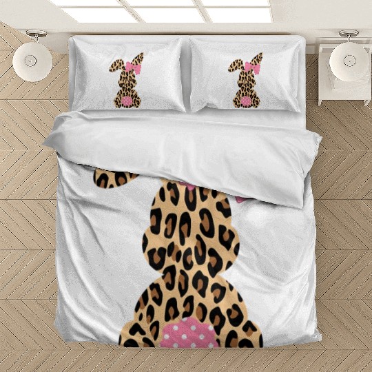 Easter Leopard Plaid Buffalo Rabbit Easter Day Bedding Sets