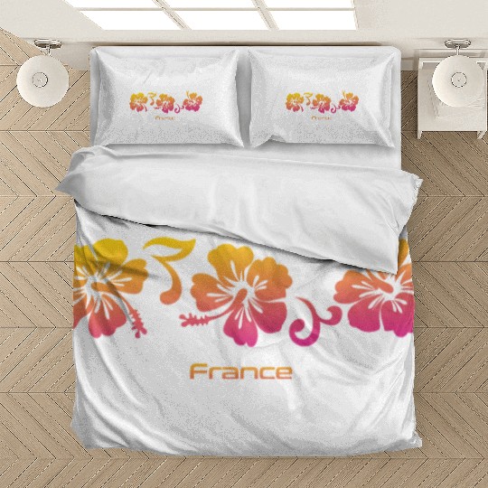 France Hibiscus Souvenir Vacation Bedding Sets