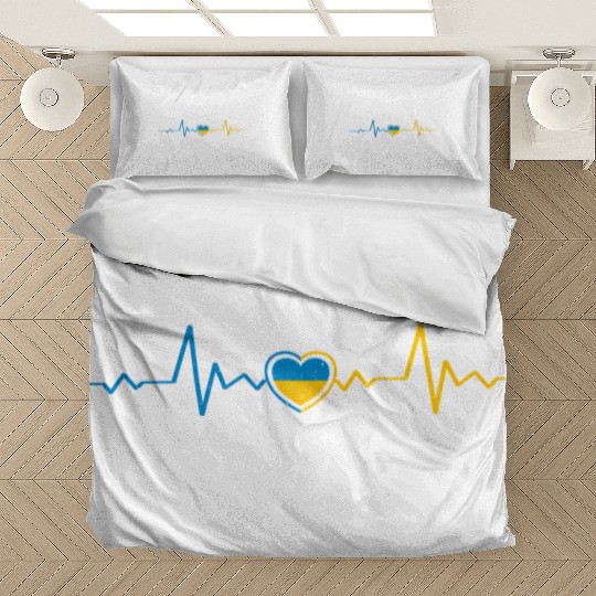 Ukrainian Flag Ukraine Heartbeat Ukrainian Herzsch Bedding Sets