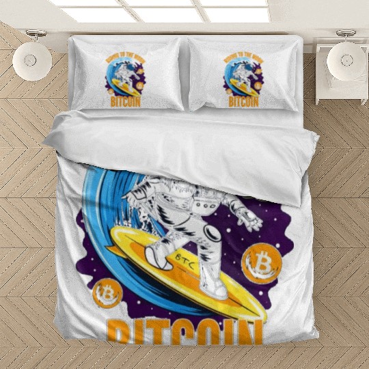 RIDING TO THE MOON- Bitcoin Bedding Sets