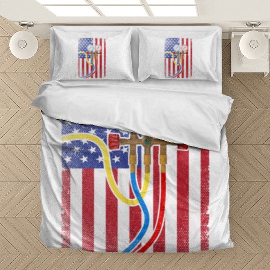 Patriotic HVAC Technician American Flag HVAC Tech Bedding Sets