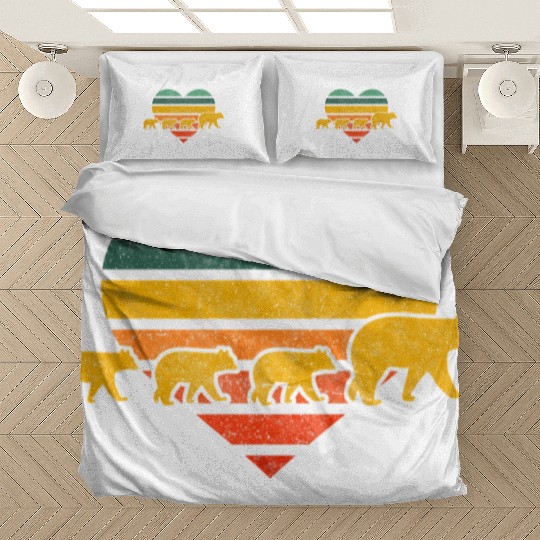 Mama Bear Three Cubs Heart Mothers Day Bedding Sets