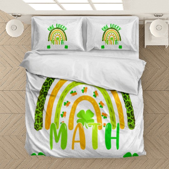 One Lucky Math Rainbow Teacher St Patricks Day Rai Bedding Sets