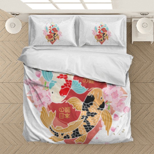 Kawaii Cherry Blossom Koi Fish Japanese Sakura Bedding Sets