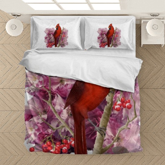 Funny Red Cardinal Bird Ornament Christmas Gifts Bedding Sets