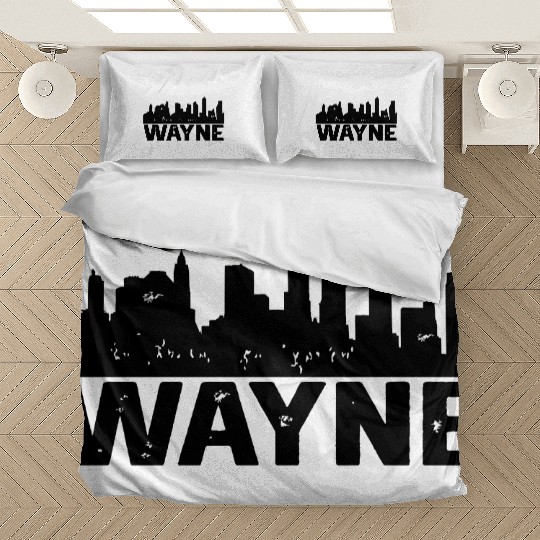 Wayne Skyline Black Wayne Michigan MI City Design Bedding Sets