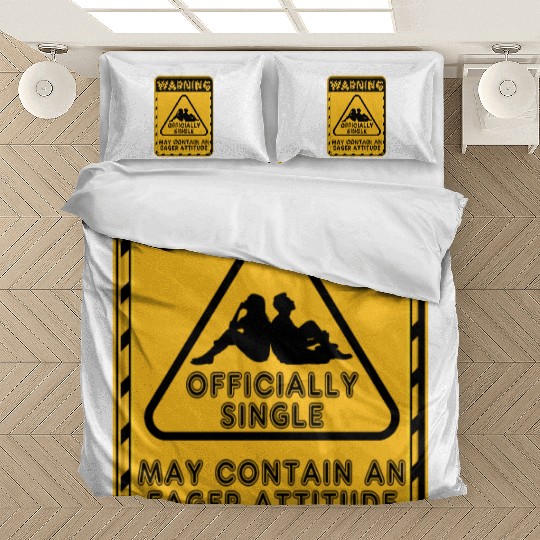 Warning Officially Single Eager Attitude Bedding Sets