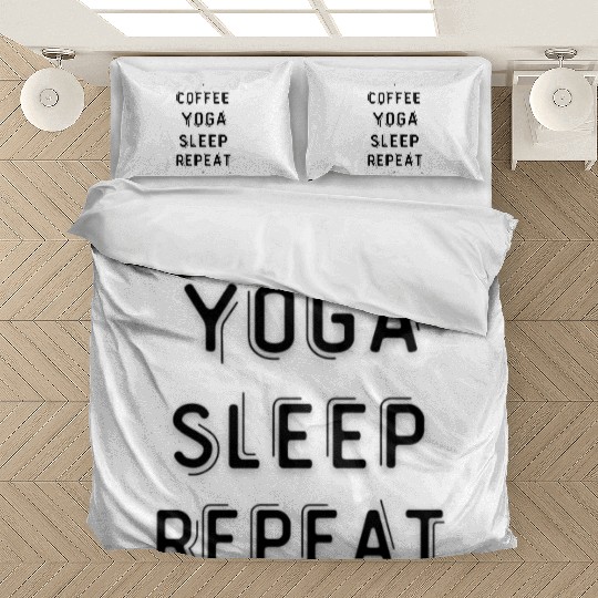 Coffee yoga sleep repeat travel Bedding Sets