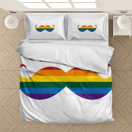 rainbow mustache Bedding Sets