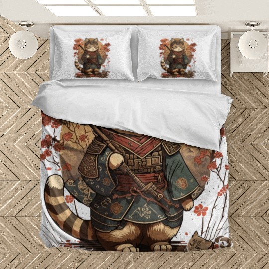Samurai Cat Warrior Japanese Ninja Cat Kawaii Bedding Sets