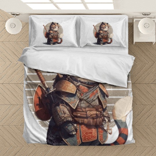 Samurai Cat Warrior Japanese Ninja Cat Kawaii Bedding Sets