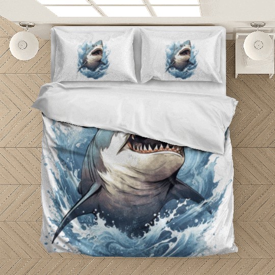 Captivating Shark Depiction Bedding Sets