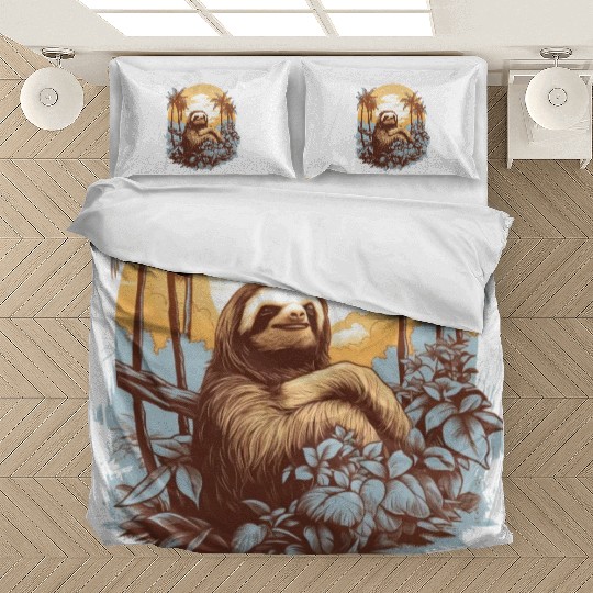 Cozy Sloth Illustration Bedding Sets