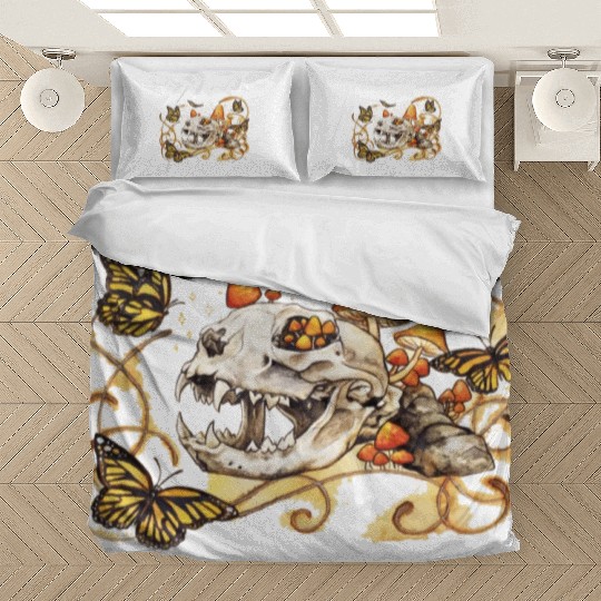 Cat Skull And Butterflies Bedding Sets