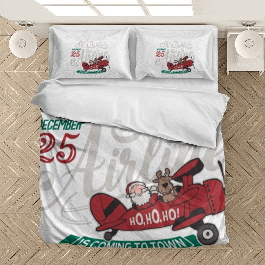 Santa Claus Flying Airplane S Bedding Sets