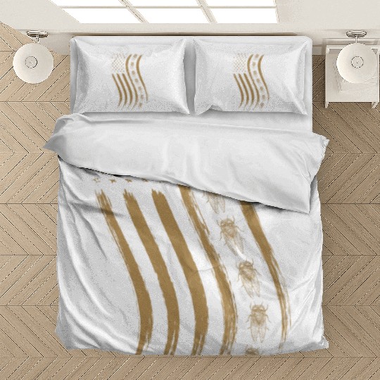 Cicada Line In Waving Distressed Us Flag For Bedding Sets