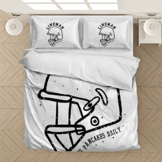 Lineman Serving Pancakes Daily Foot Ball Helmet Bedding Sets