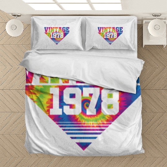 Vintage 1978 Tie Dye Splash Color Triangle Bedding Sets