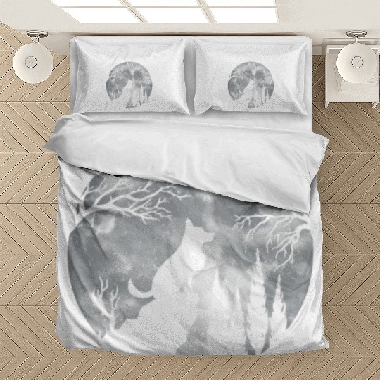 German Shepherd Dog Full Moon At Night German Shep Bedding Sets