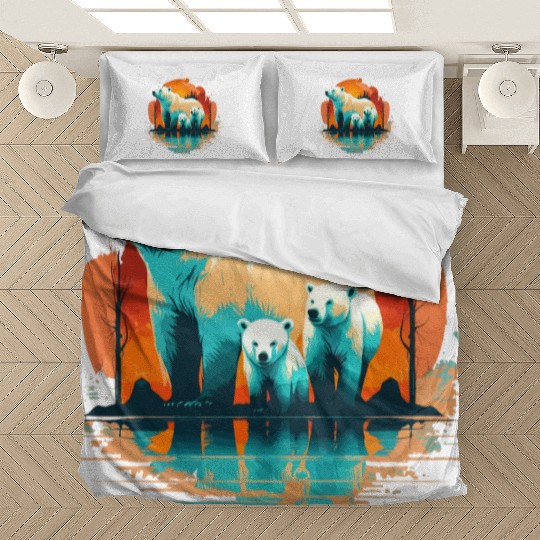 Polar Bear with cubs, Snow Spectrum Bedding Sets