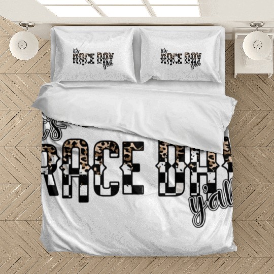 Leopard It'S Race Day Y'All Checkered Flag Racing Bedding Sets