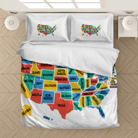Visited All 50 States Usa Map For Travel Bedding Sets