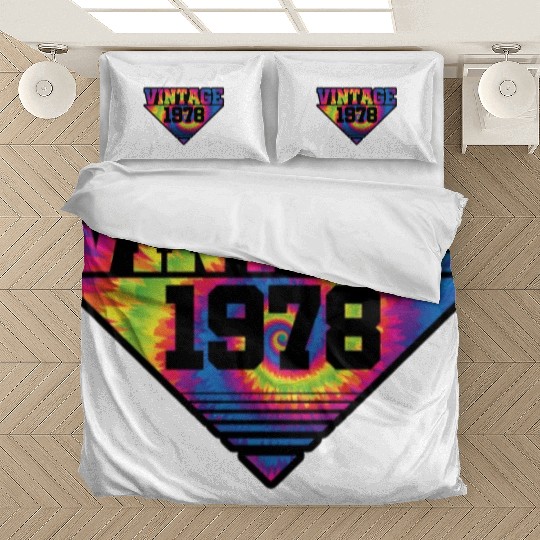 Vintage 1978 Tie Dye Splash Color Triangle Bedding Sets