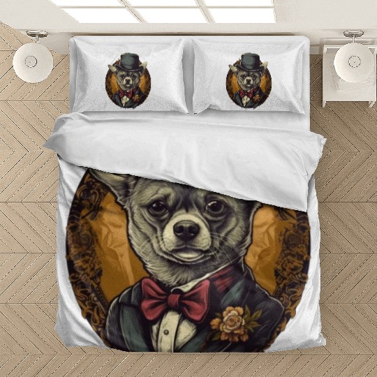 Chihuahua - France Red Wine French Gentleman Funny Bedding Sets
