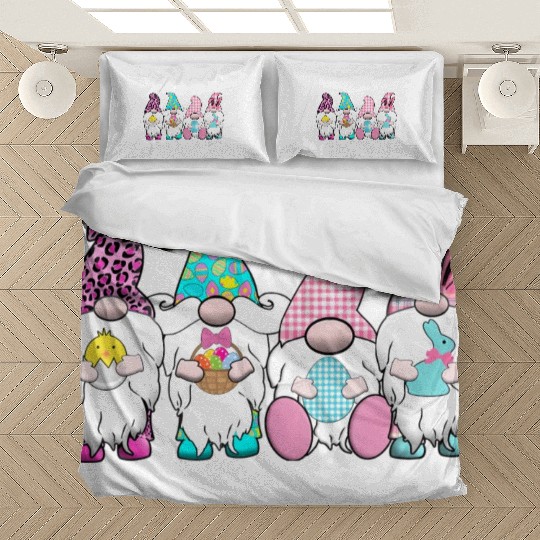 4 Easter Gnomes Pastel Spring Bunny Ears Gingham R Bedding Sets