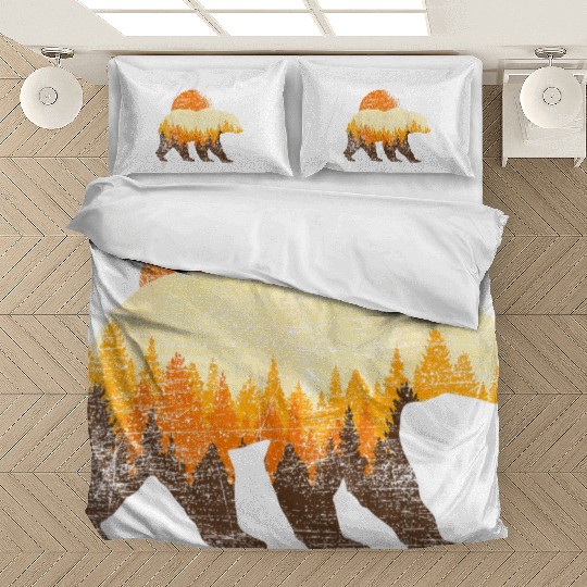 Full Moon Trees Wildlife Forest Bear Lover Bedding Sets