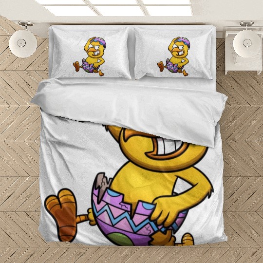 Running Little Chick In An Easter Egg Bedding Sets