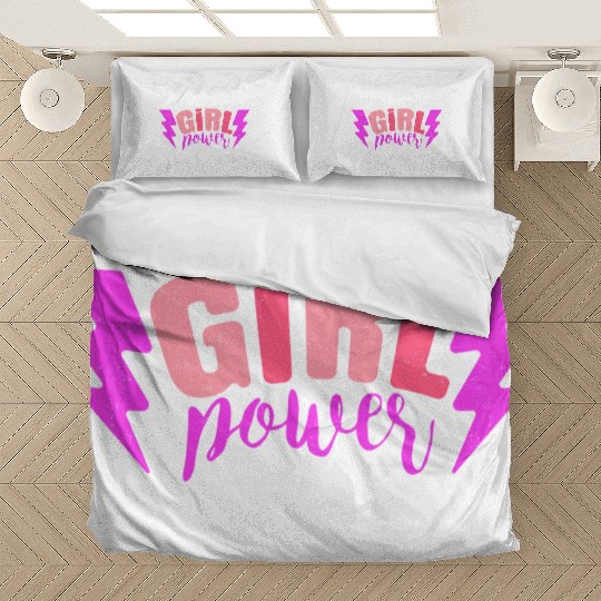 Preppy Room Decor Girl Power Quote With Lightning Bedding Sets