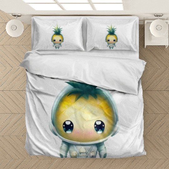 Kawaii astronauts pineapple Bedding Sets