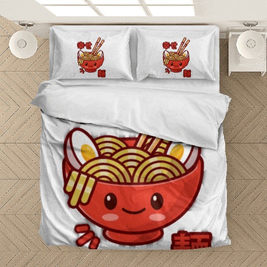 Kawaii Ramen Noodle Bowl Noodles Red Bedding Sets