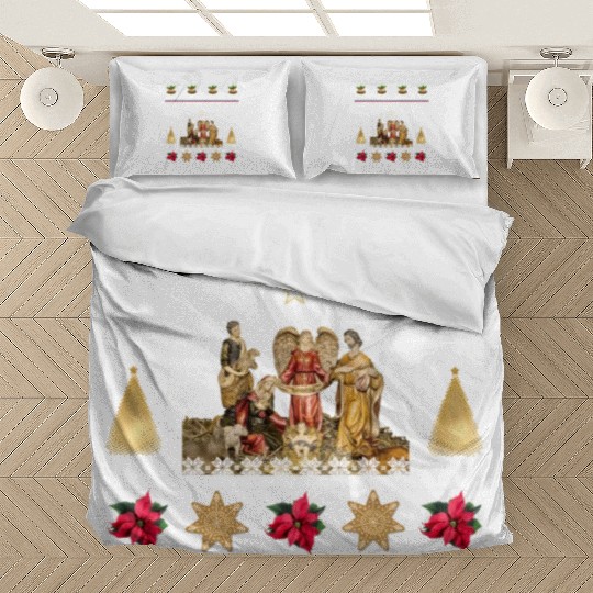 Polish Wesolych Swiat Nativity Scene Jesus Born Bedding Sets