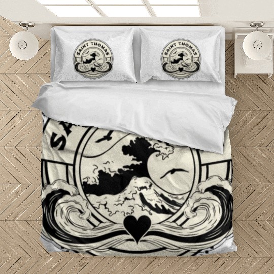 St Thomas Caribbean Sea Japanese Style Waves Bedding Sets