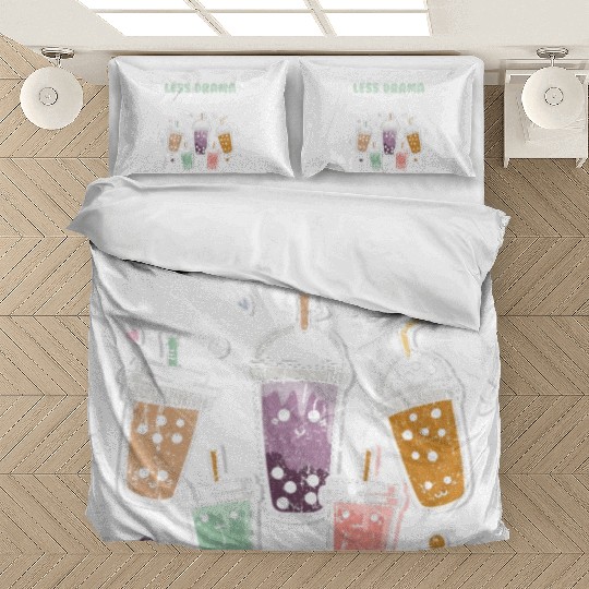 Less Drama More Boba Day Kawaii Bubble Tea Bedding Sets