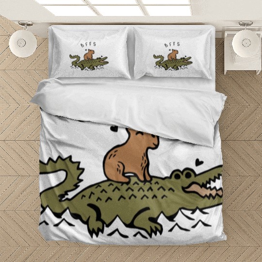Capybara and Crocodile BFFS Best Friends Forever Bedding Sets